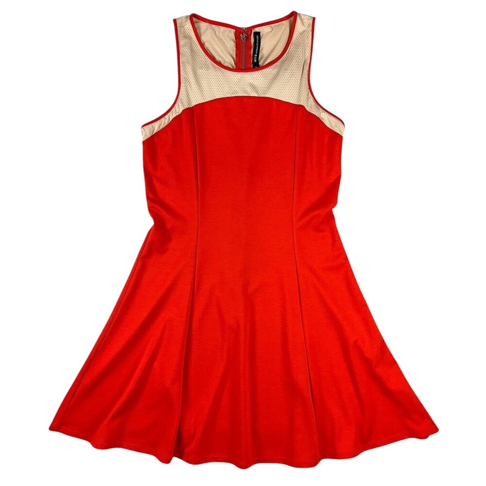 W118 by Walter Baker Coral A-line Sleeveless Zipper Stretch Flare Dress Size M